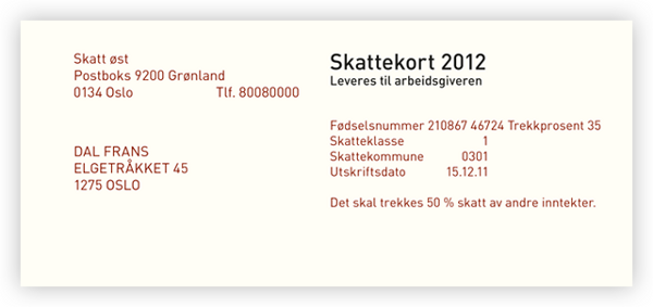 Skattekort 2019